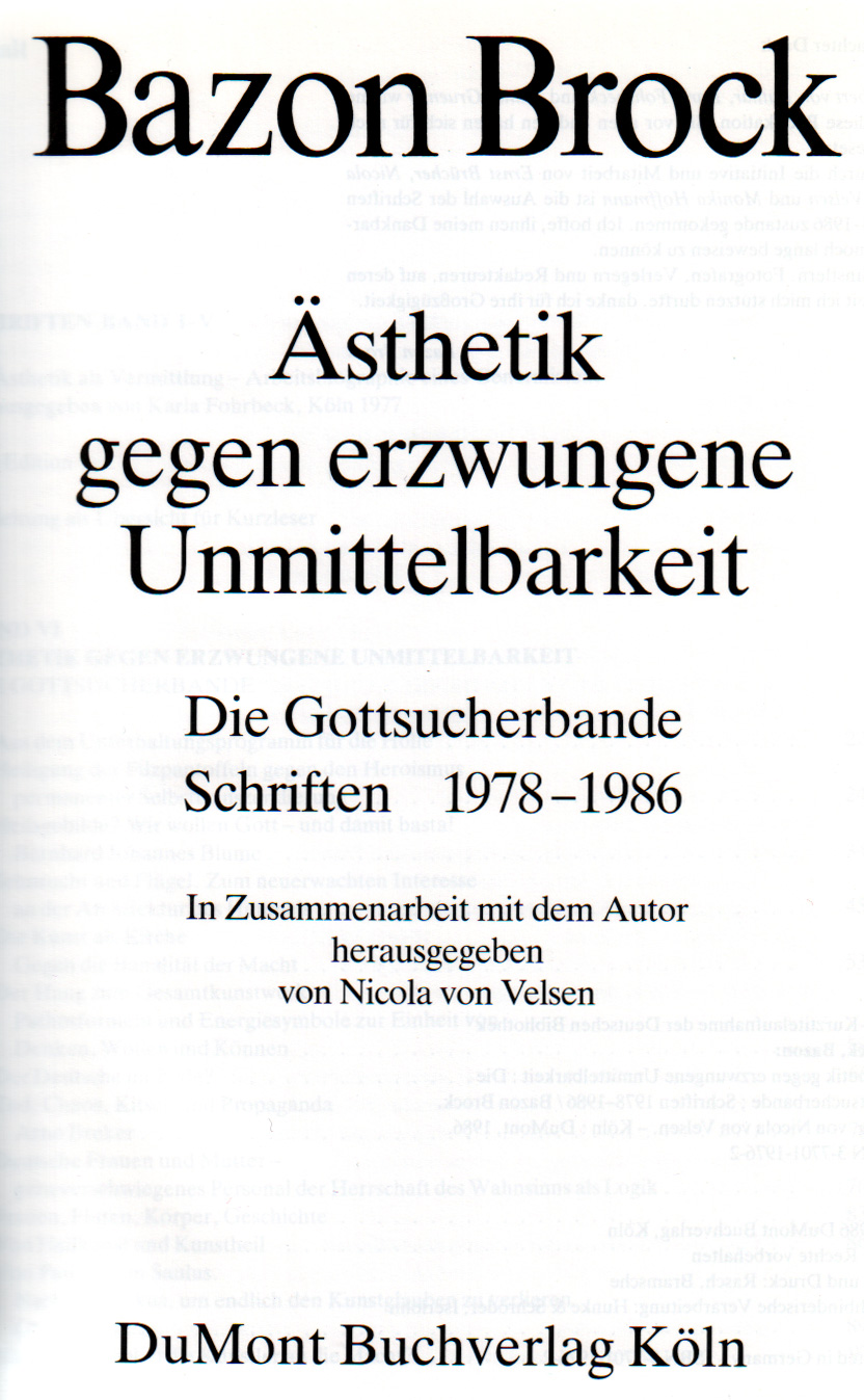 Ästhetik gegen erzwungene Unmittelbarkeit | Innentitel