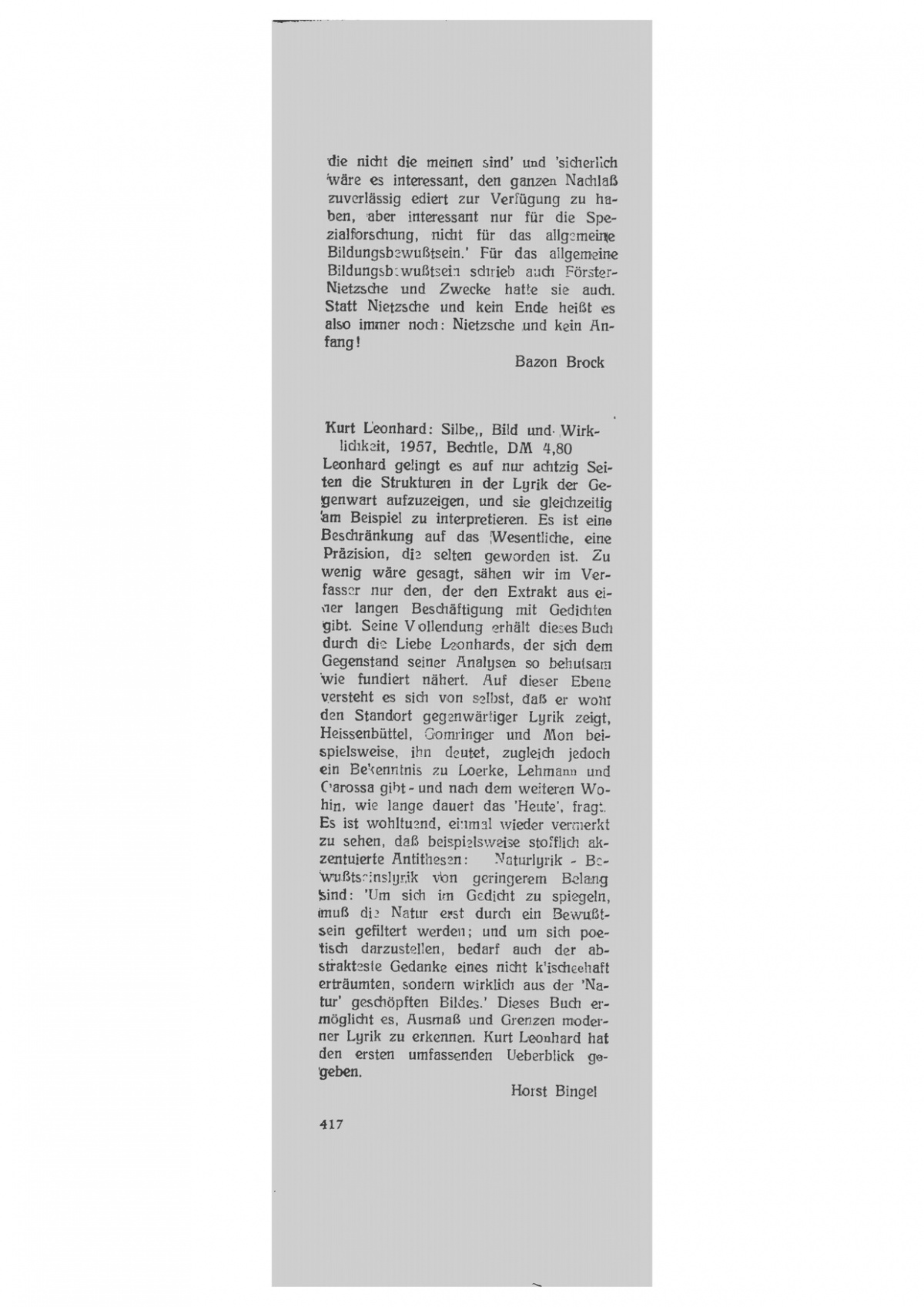 Streit-Zeit-Schrift 2/1958, Bild: Rezension Karl Schlechta: Der Fall Nietzsche, 2/2.