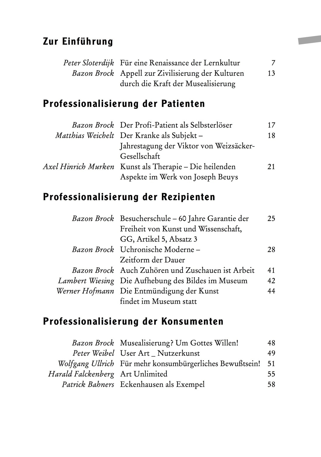 Musealisierung als Zivilisationsstrategie | Arbeitsheft, S. 5 (Inhaltsverzeichnis 1/2)